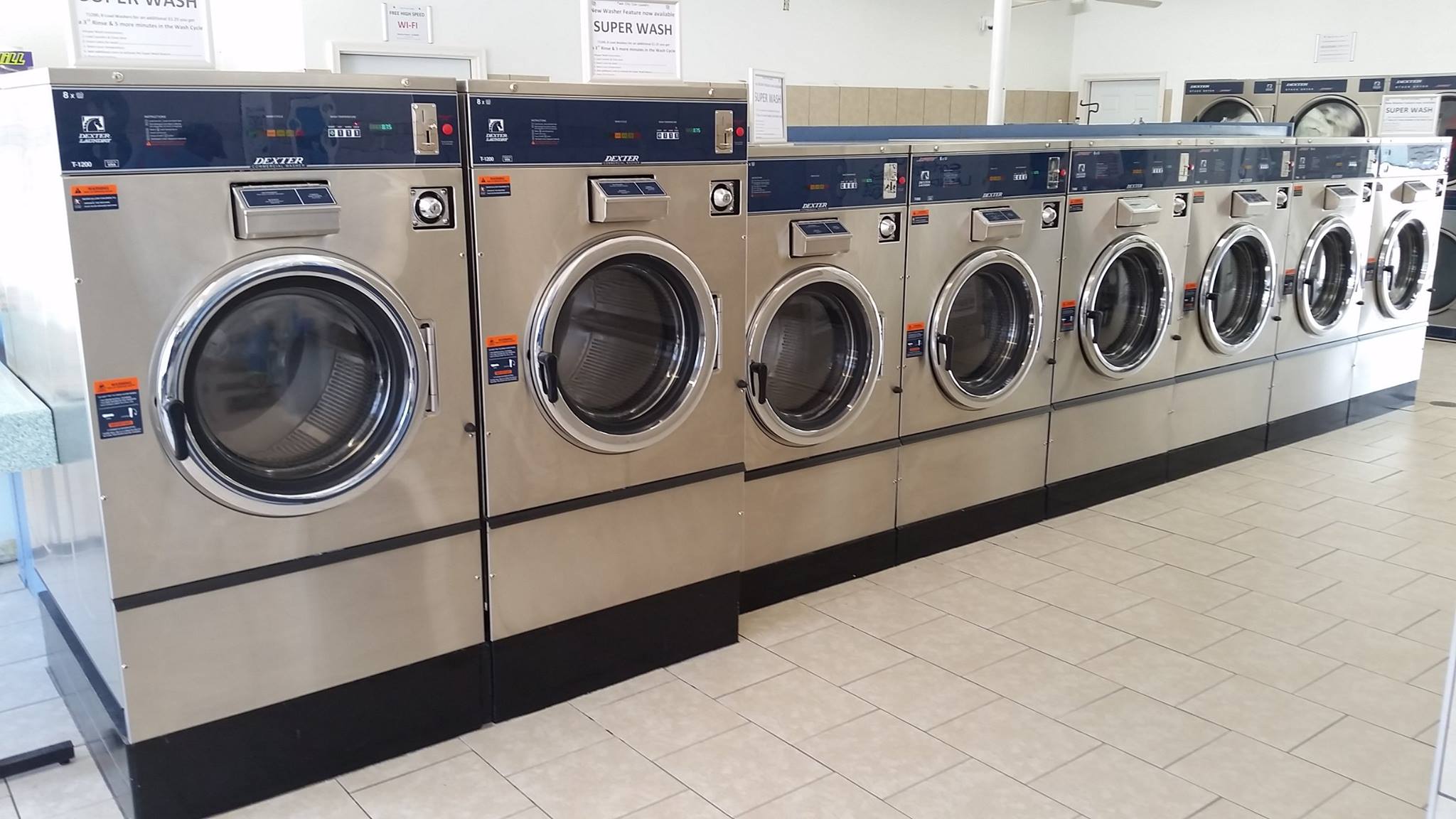 Inside view of twin city coin laundry - Washers
